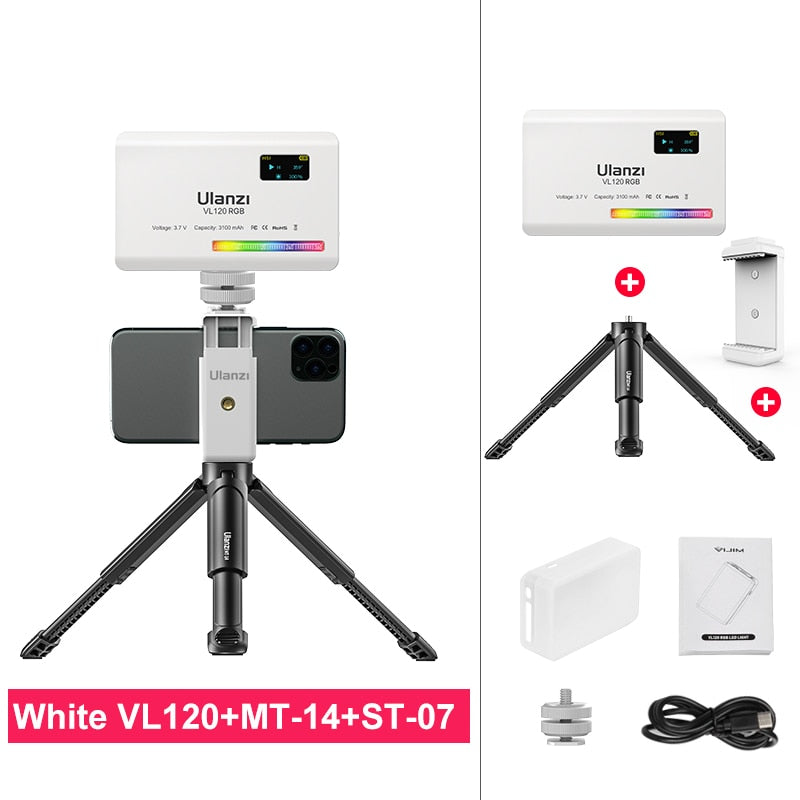 Ulanzi VL120 RGB Compact Video Light with Display Screen Diffuser Mini Camera