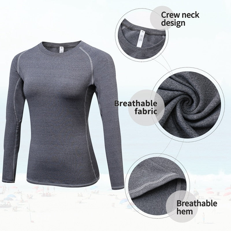 New Women Gym Casual Yogawear Yoga Shirts Long Sleeve Workout Tops Fitness