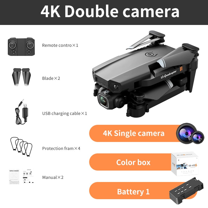 2022 New Mini Drone XT6 4K 1080P HD Camera WiFi Fpv Air Pressure Altitude Hold Foldable Quadcopter