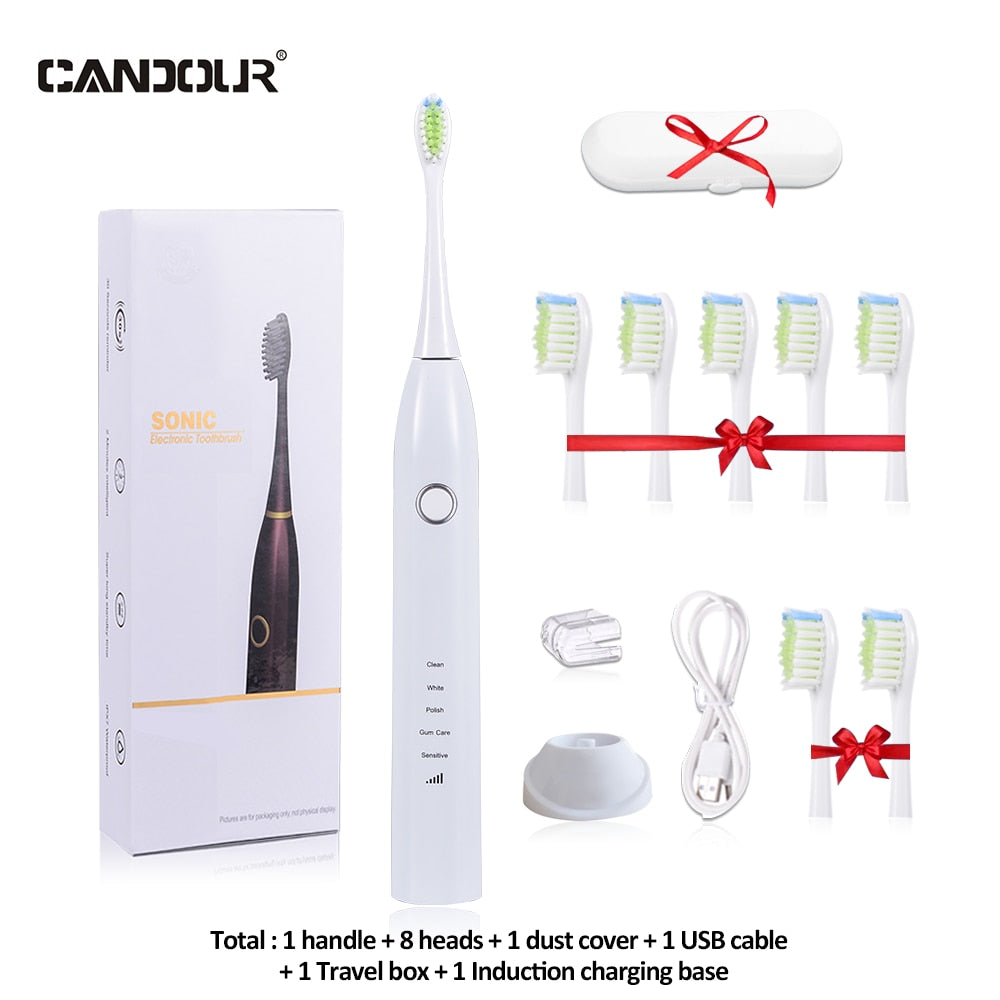 CANDOUR CD-5168 Sonic Electric Toothbrush Rechargeable Toothbrush IPX8 Waterproof 15 Mode