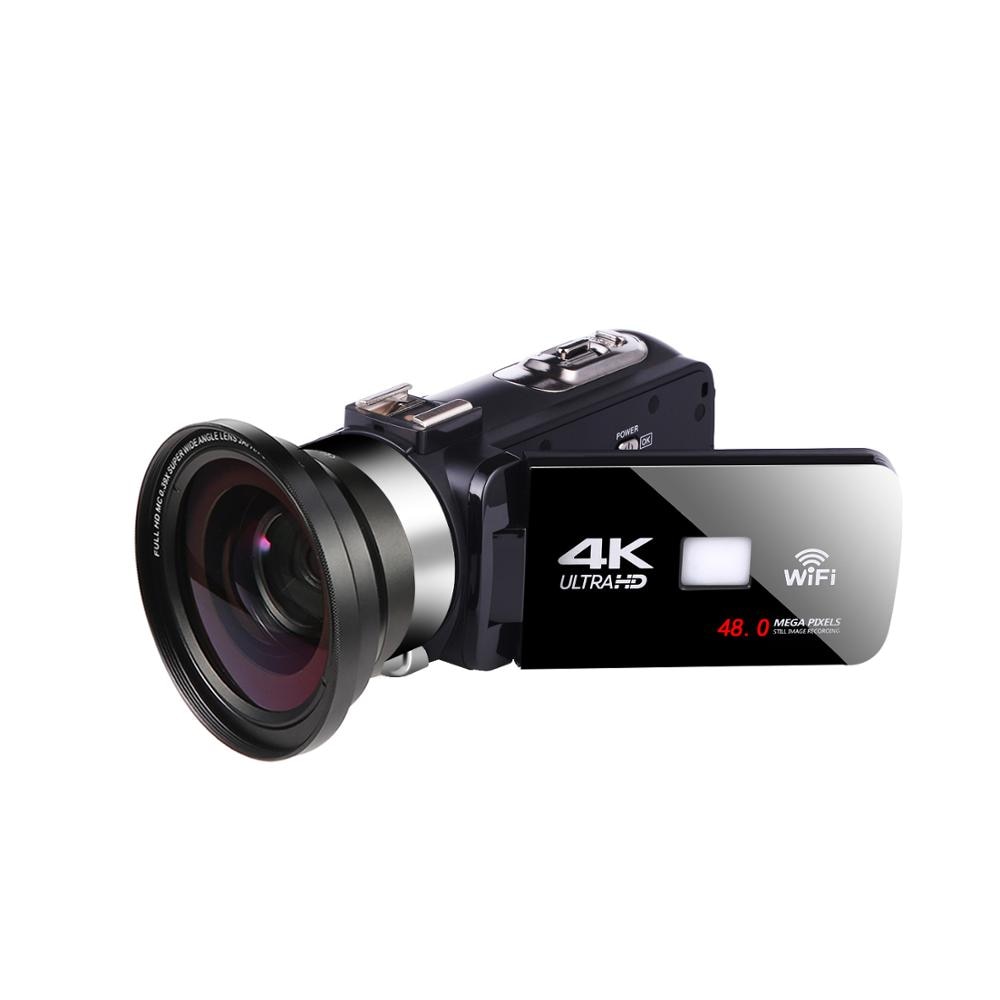 Digital Video Camera with Microphone Professional 4K Camcorder for Live Stream WiFi Vision 48MP Photography