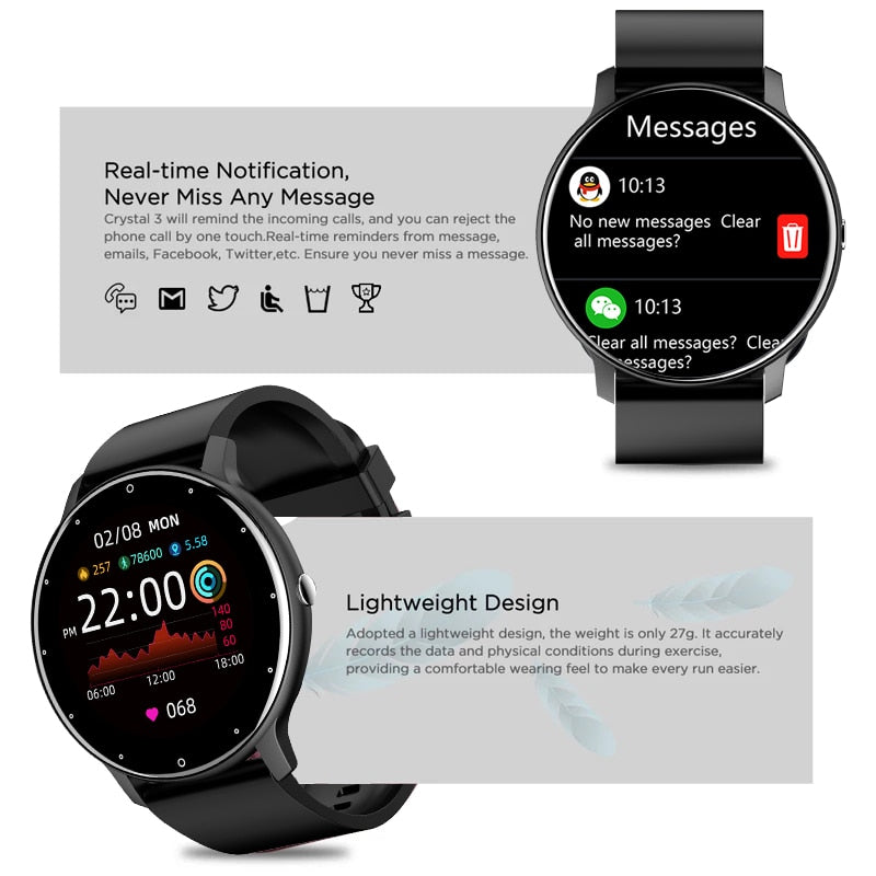 LIGE 2022 New Smart Watch Men Full Touch Screen Sport Fitness Watch IP67 Waterproof