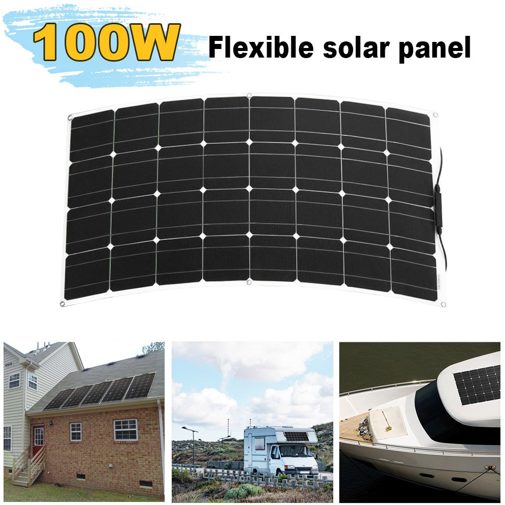 100w 200w flexible solar panel with 10A/20A solar regulator cable for 12v battery charger home