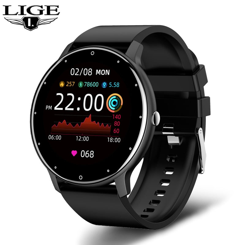 LIGE 2022 New Smart Watch Men Full Touch Screen Sport Fitness Watch IP67 Waterproof