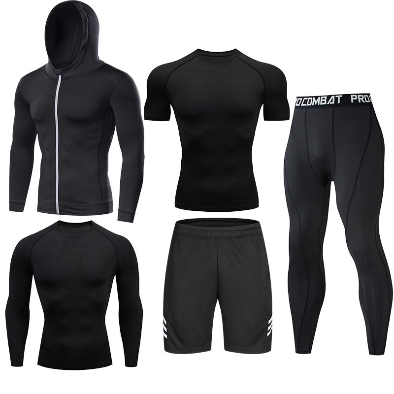 Men's Compression Running Set Football Basketball Cycling Fitness Sport Wear Kits Teenager