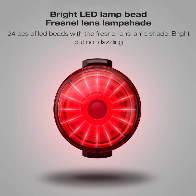 Smart LED Bicycle Light Rear Back Mtb Road Brake Light Signal USB Rechargeable Red Cycling Lamp