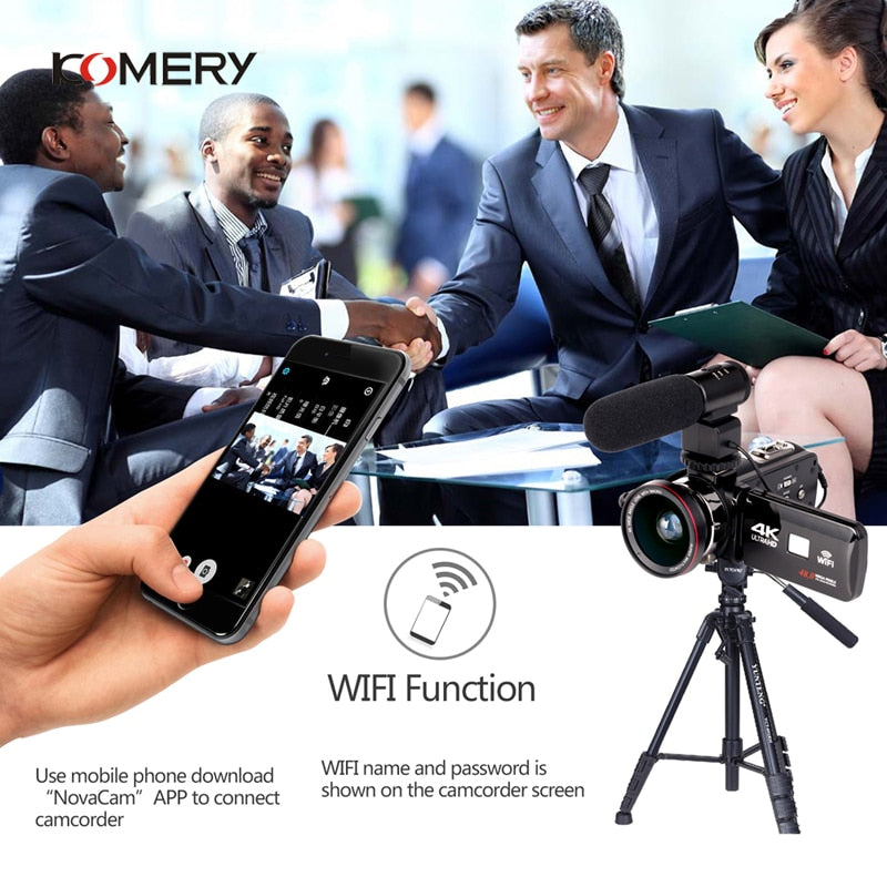 Professional Video Camera Wide Angle 4K Camcorder For Live Stream Youtube Webcam