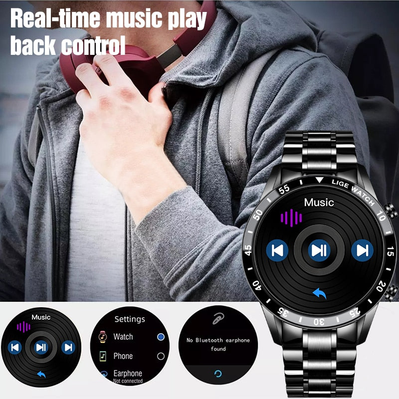 LIGE 2022 Smart Watch Men Full Touch Sport Fitness Watch Blood Pressure Waterproof