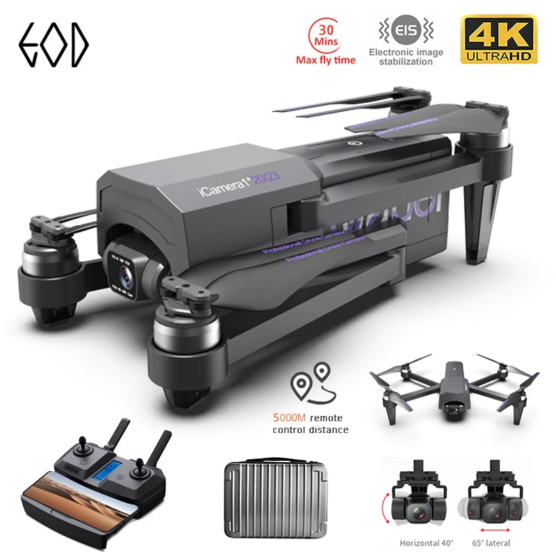 2022 New GOD GPS Drone 4K HD Camera Anti-Shake 2-Axis Gimabal Brushless Motor 5KM RC Quadcopter