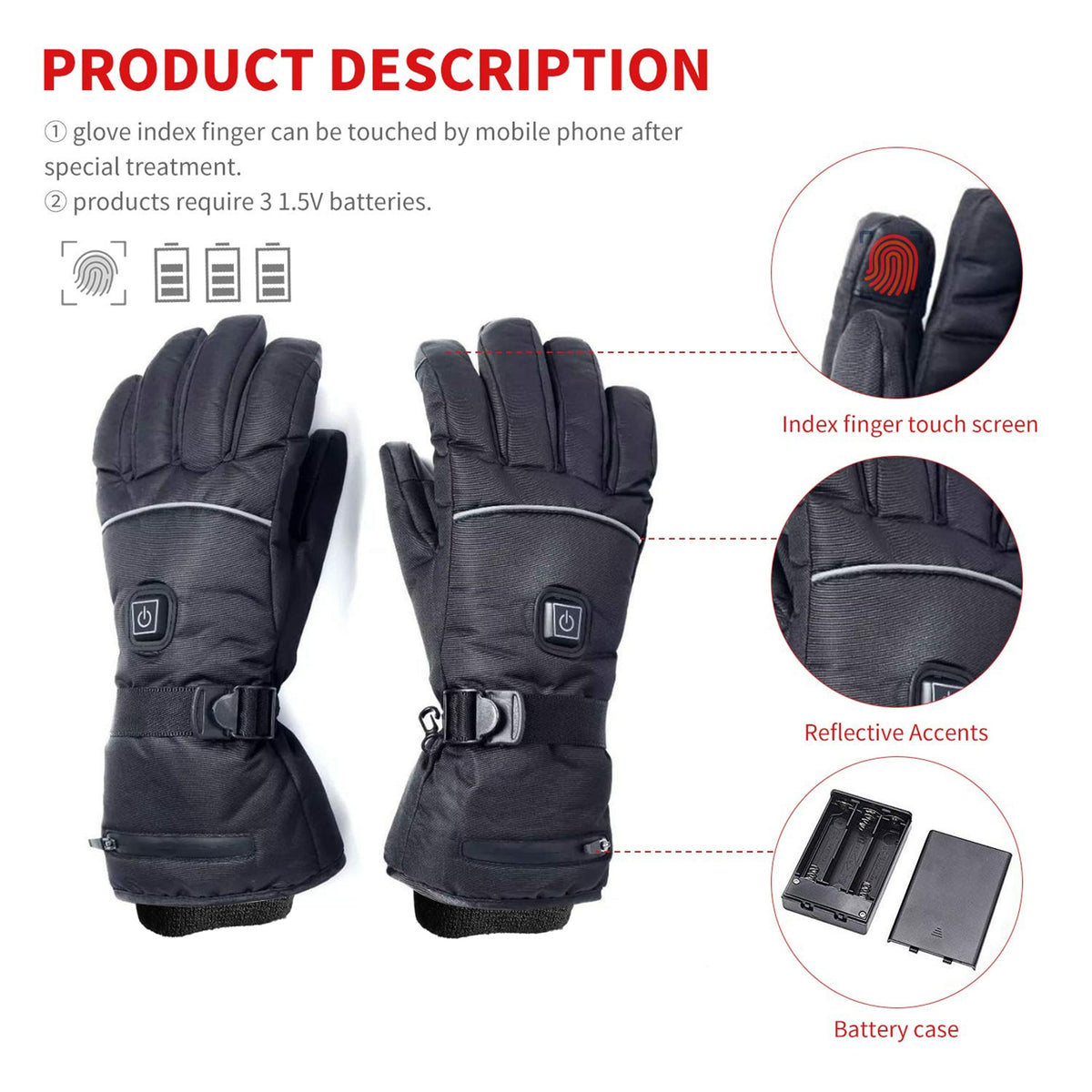 Outdoor Work USB Electric Heated Gloves Hand Warmer With 4000mAh Rechargeable