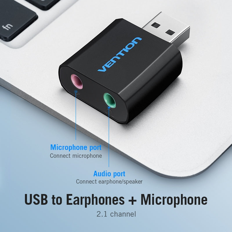 Vention USB Sound Card USB Audio Interface External 3.5mm Microphone Audio Adapter