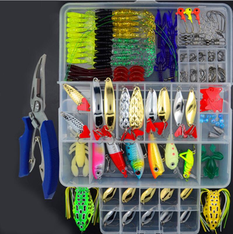 205/206/207Pcs Fishing Lure Set With Hard Bait Soft Lure Plier Grip Kit