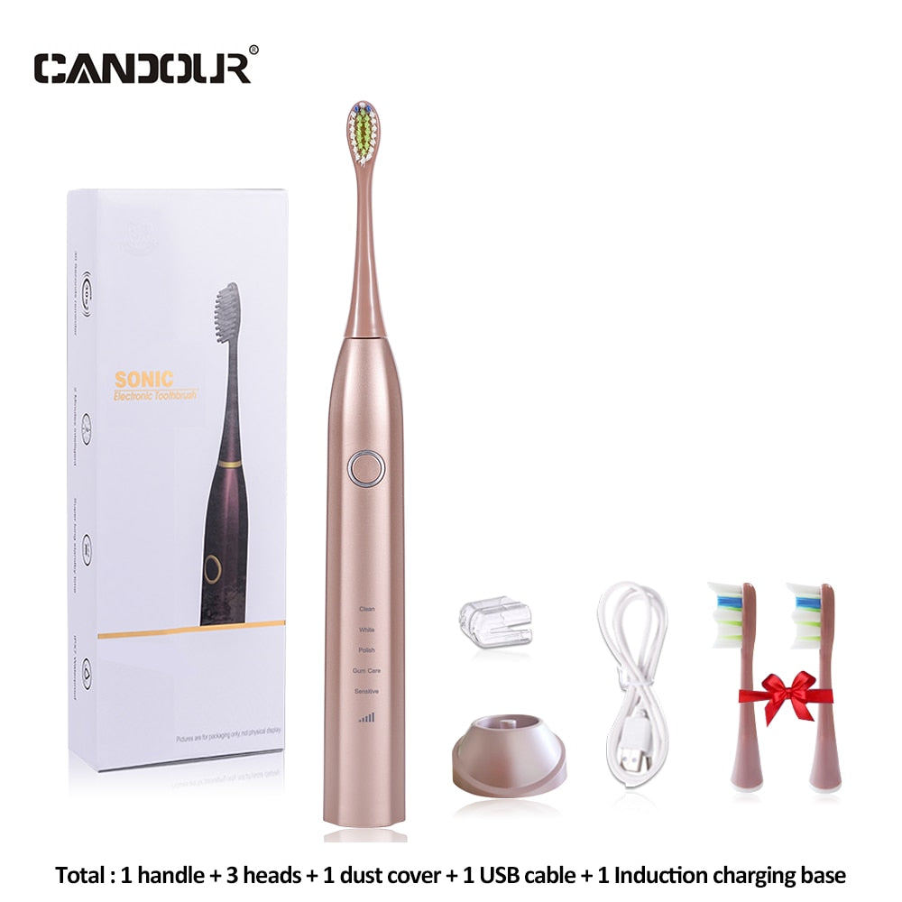 CANDOUR CD-5168 Sonic Electric Toothbrush Rechargeable Toothbrush IPX8 Waterproof 15 Mode