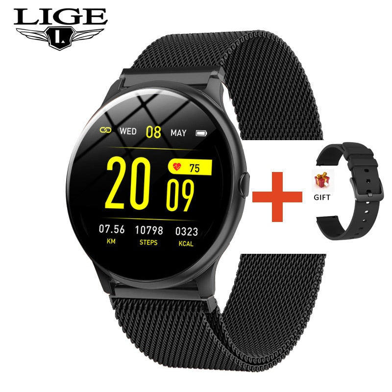 LIGE Fashion Sports Smart Watch Men Women Fitness tracker man Heart rate monitor