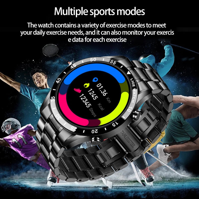 LIGE 2022 Smart Watch Men Full Touch Sport Fitness Watch Blood Pressure Waterproof