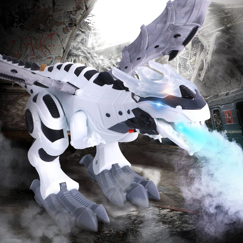 Large Spray Mechanical Dinosaurs With Wing Cartoon Electronic Walking Animal Model