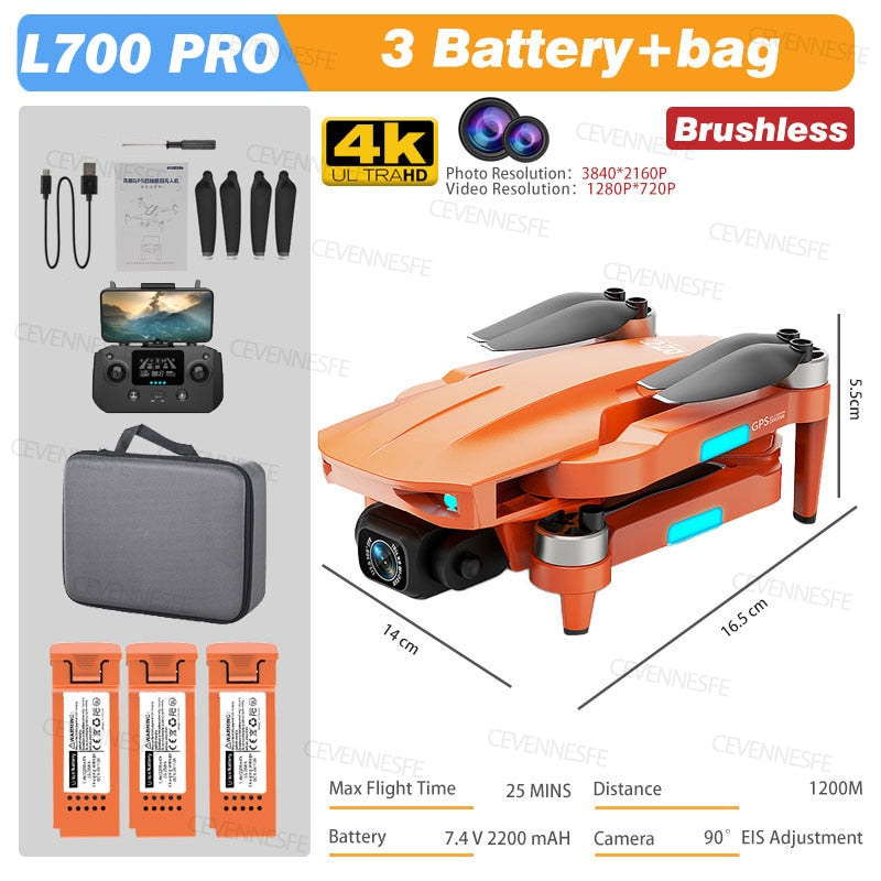 NEW L700 PRO GPS FPV 1.2Km Drone 4K Professional Dual HD Camera Aerial Photography Brushless