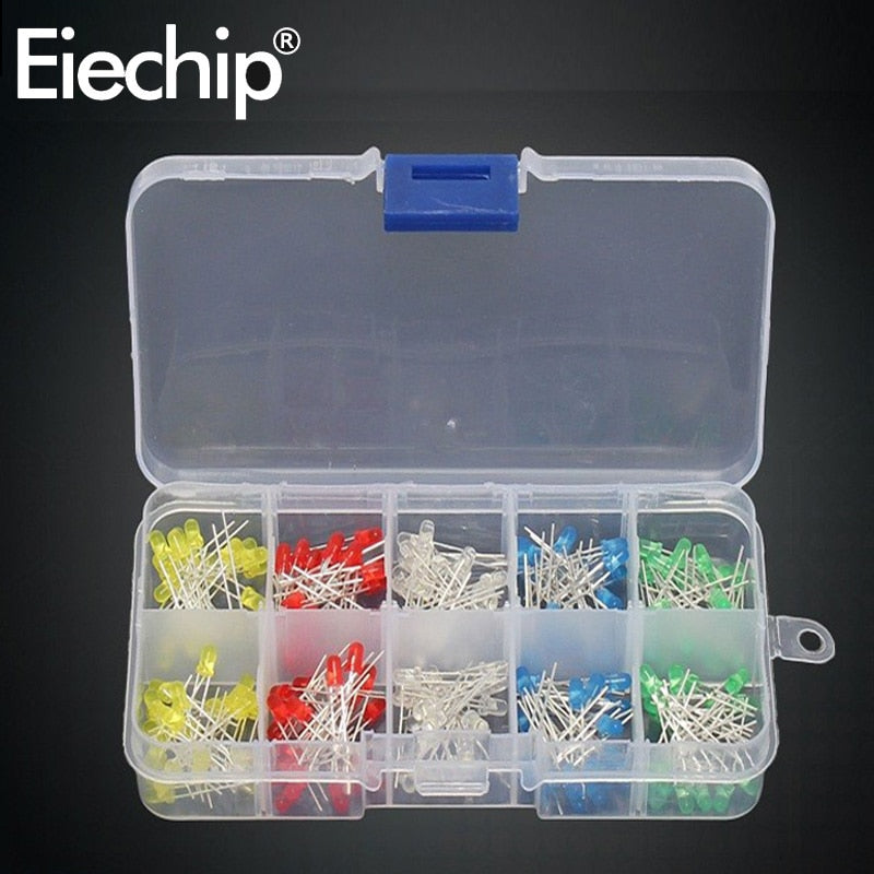 3mm 5mm LED Diode Assorted Kit, White Green Red Blue Yellow OrangeDIY led lights Diodes electronic