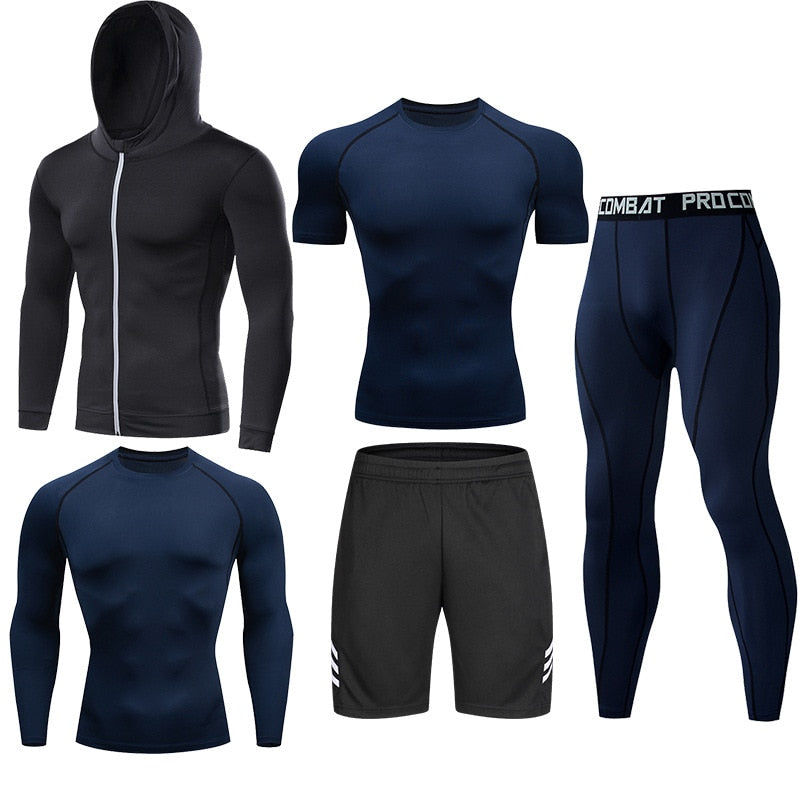 Men's Compression Running Set Football Basketball Cycling Fitness Sport Wear Kits Teenager