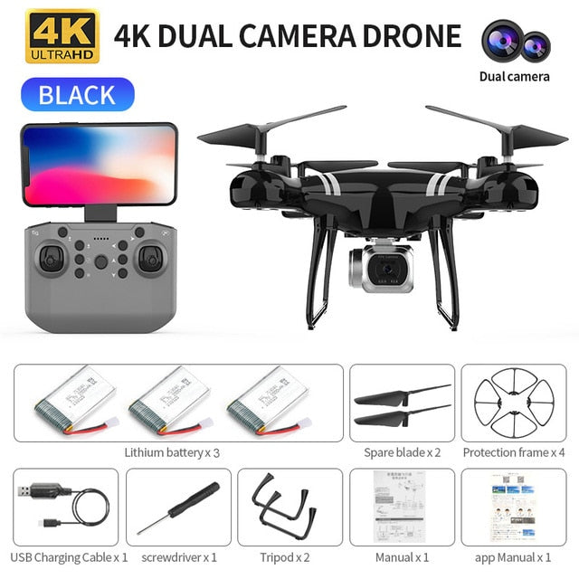 Best KY101 MAX 2.4Ghz RC Drone Double 4K Wifi FPV HD Camera Altitude Hold Gesture Mode Long