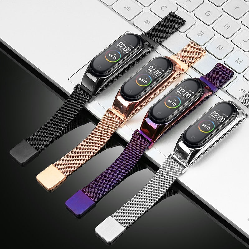 YAYUU Stainless Steel Watch Strap for Xiaomi Mi Band 4 3 Metal Bracelet For MiBand