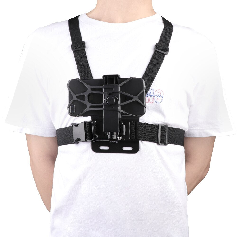 Adjustable Phone Clip Holder with Gopro Chest Belt/ Head Strap