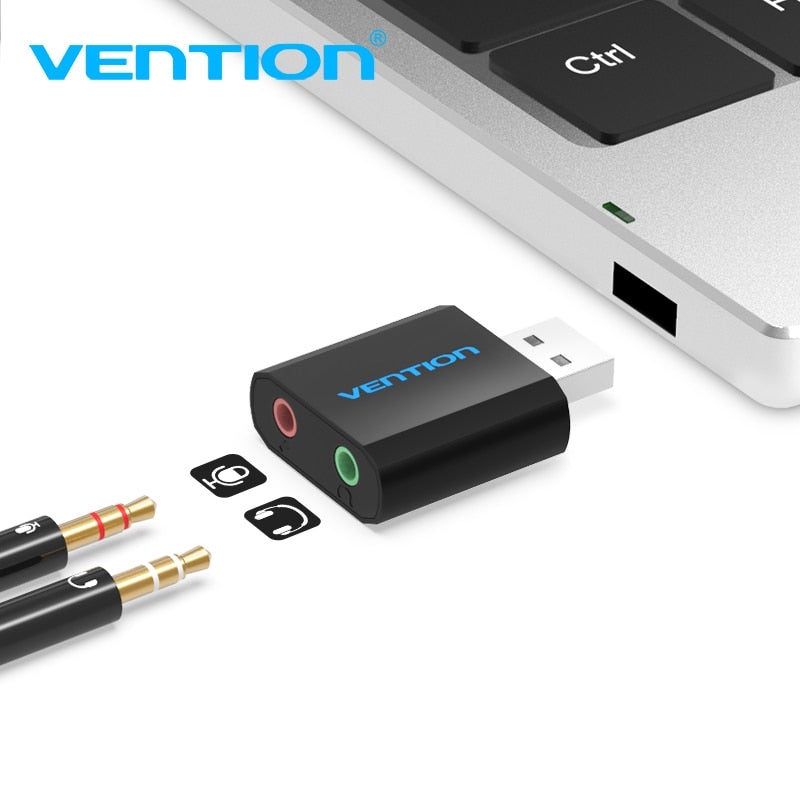 Vention USB Sound Card USB Audio Interface External 3.5mm Microphone Audio Adapter