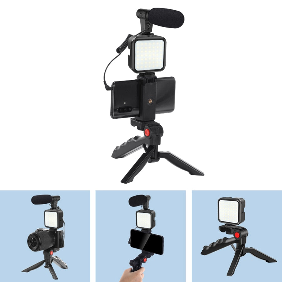 MAMEN Smartphone Vlogging Kit Video Recording Equipment with Tripod Fill Light