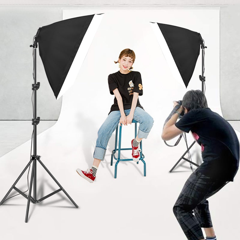 SH Photography Softbox 50x70 Lightbox Lighting Kit 5500K Lamp Continuous Light System With 2M Tripod