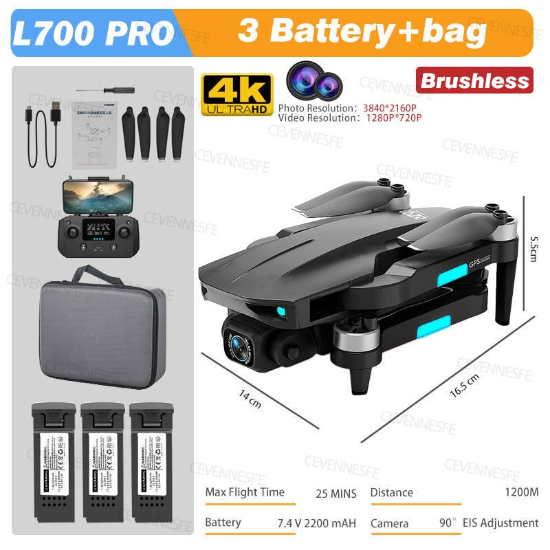 NEW L700 PRO GPS FPV 1.2Km Drone 4K Professional Dual HD Camera Aerial Photography Brushless