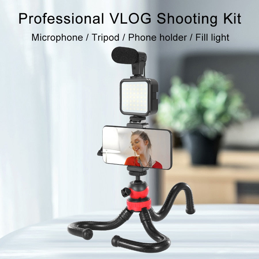 MAMEN Smartphone Vlogging Kit Video Recording Equipment with Tripod Fill Light