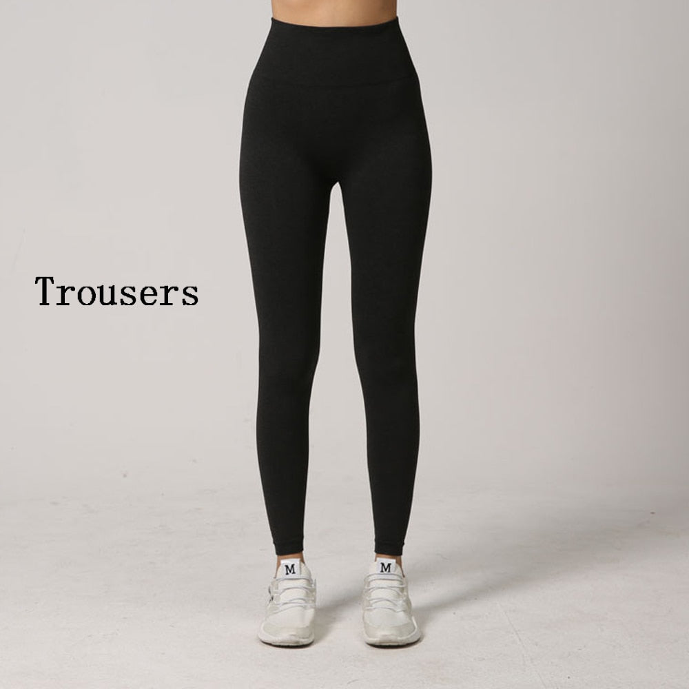 Vital Seamless Yoga Set Women Long Sleeve Summer Top Gym Sport Bra High Waist Tight Leggings