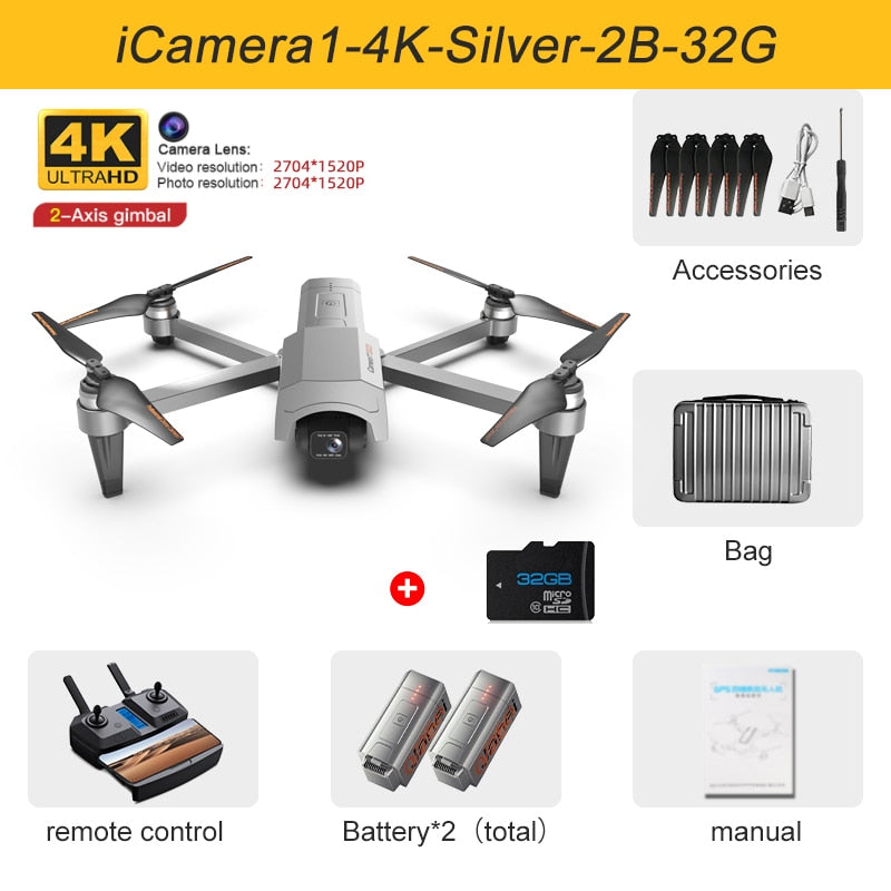 2022 New GOD GPS Drone 4K HD Camera Anti-Shake 2-Axis Gimabal Brushless Motor 5KM RC Quadcopter