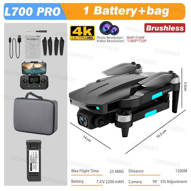 NEW L700 PRO GPS FPV 1.2Km Drone 4K Professional Dual HD Camera Aerial Photography Brushless