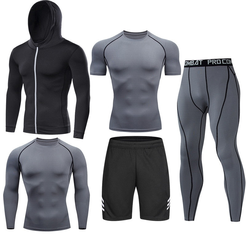 Men's Compression Running Set Football Basketball Cycling Fitness Sport Wear Kits Teenager