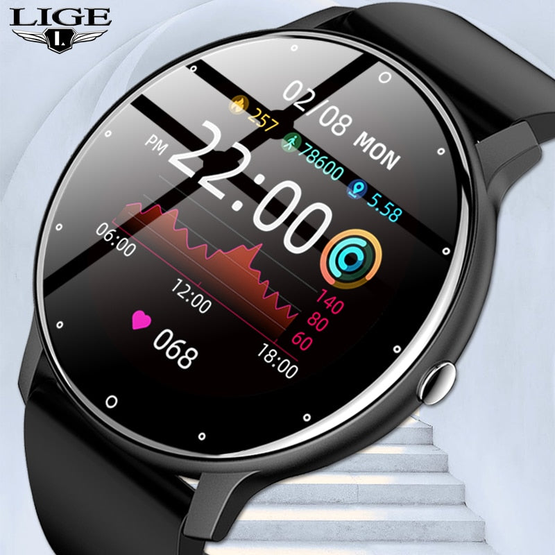 LIGE 2022 Fashion Smart Watch Men Fitness Bracelet Heart Rate Blood Pressure