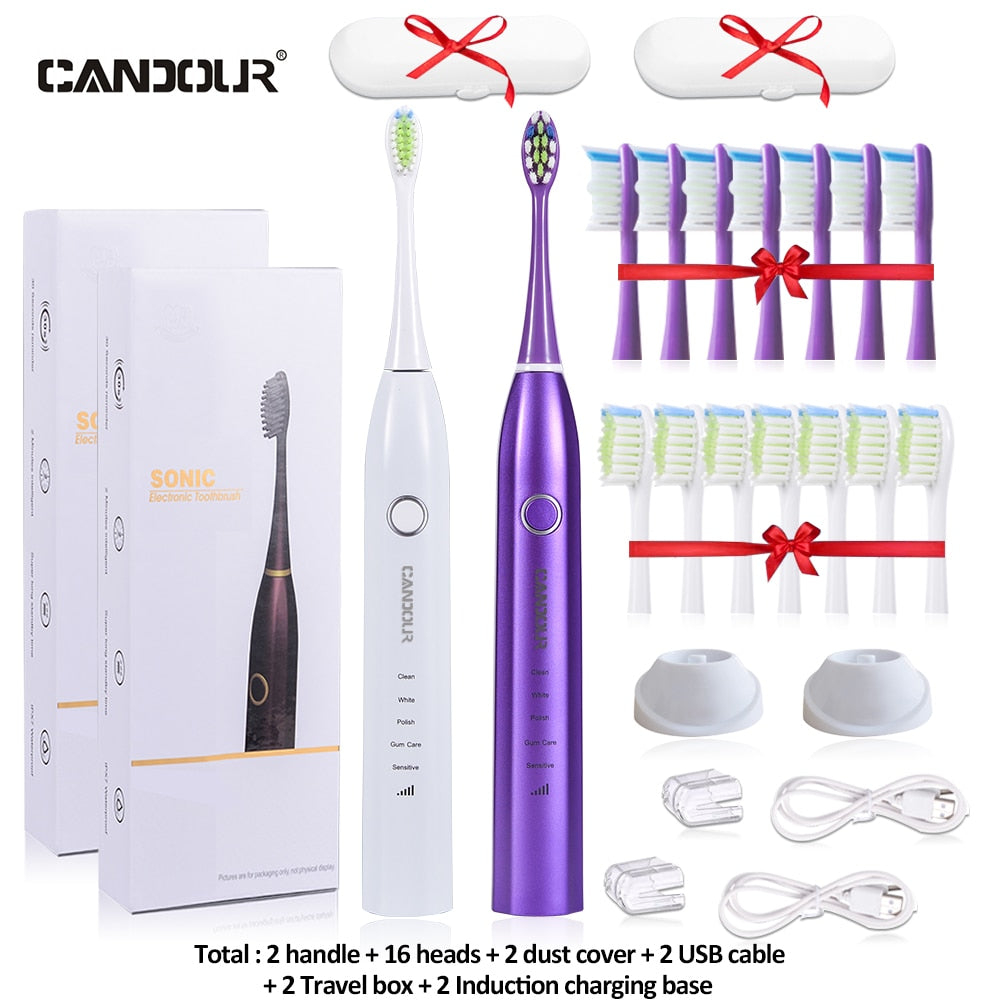 CANDOUR CD-5168 Sonic Electric Toothbrush Rechargeable Toothbrush IPX8 Waterproof 15 Mode