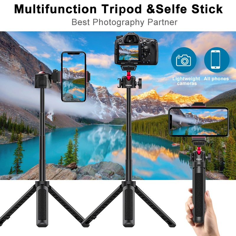 Tablet Tripod with Cold Shoe for Microphone LED Video Fill Light Smartphone SLR Camera