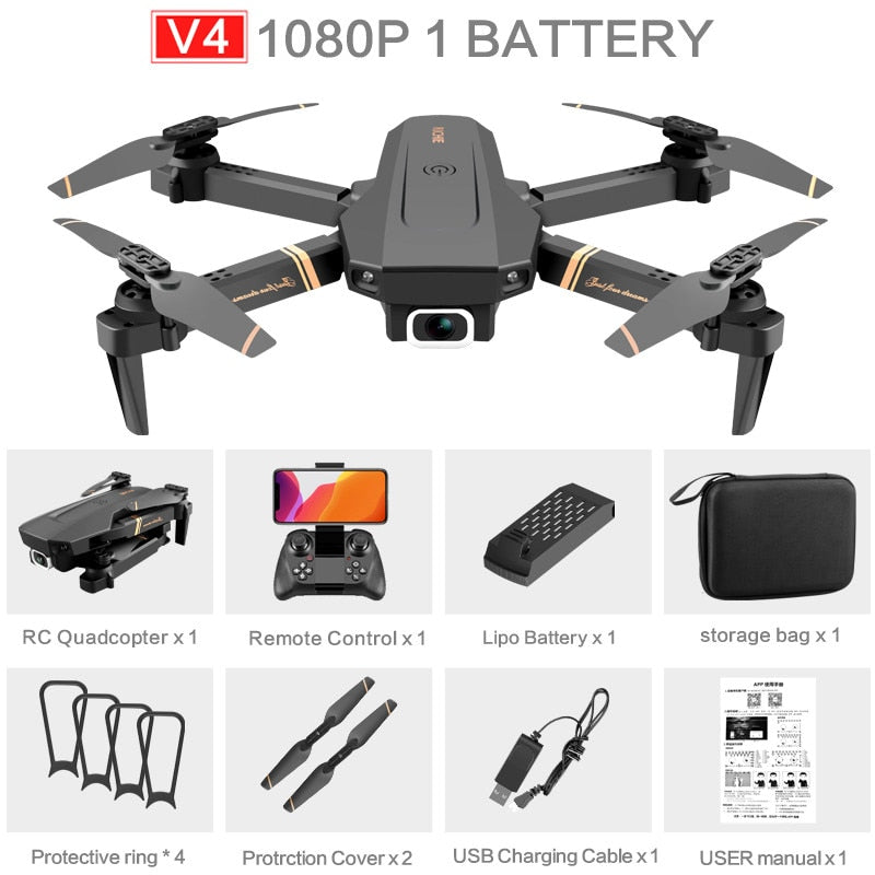 4k HD Wide Angle Camera 1080P WiFi fpv Drone Dual Camera Quadcopter