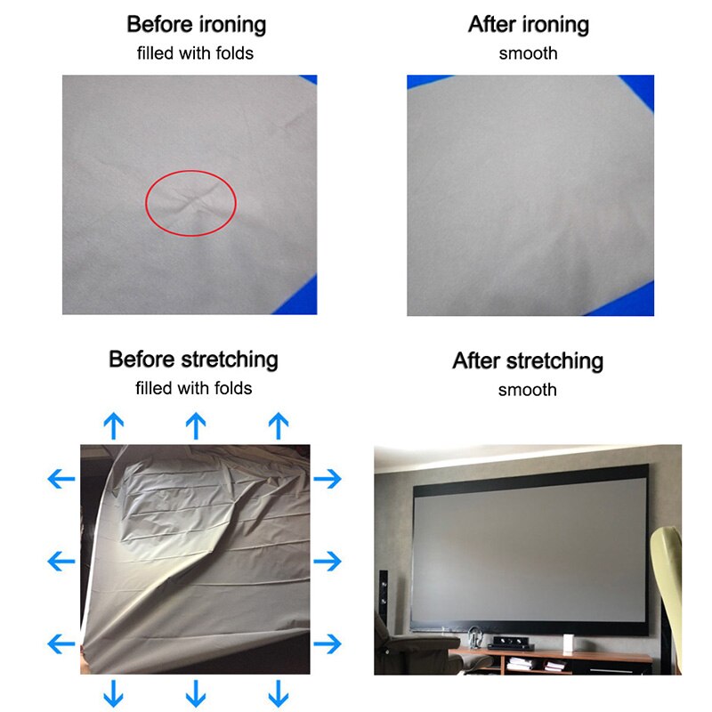 Simple Portable Projector Screen Anti Light Reflective Fabric Cloth for Home Outdoor Office HD 3D 4K