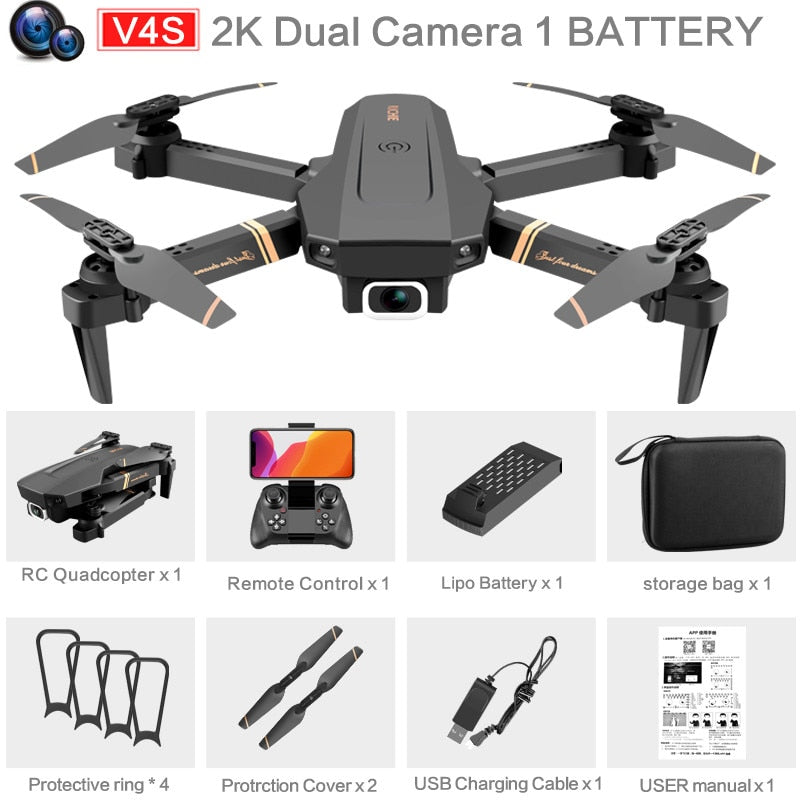 4k HD Wide Angle Camera 1080P WiFi fpv Drone Dual Camera Quadcopter