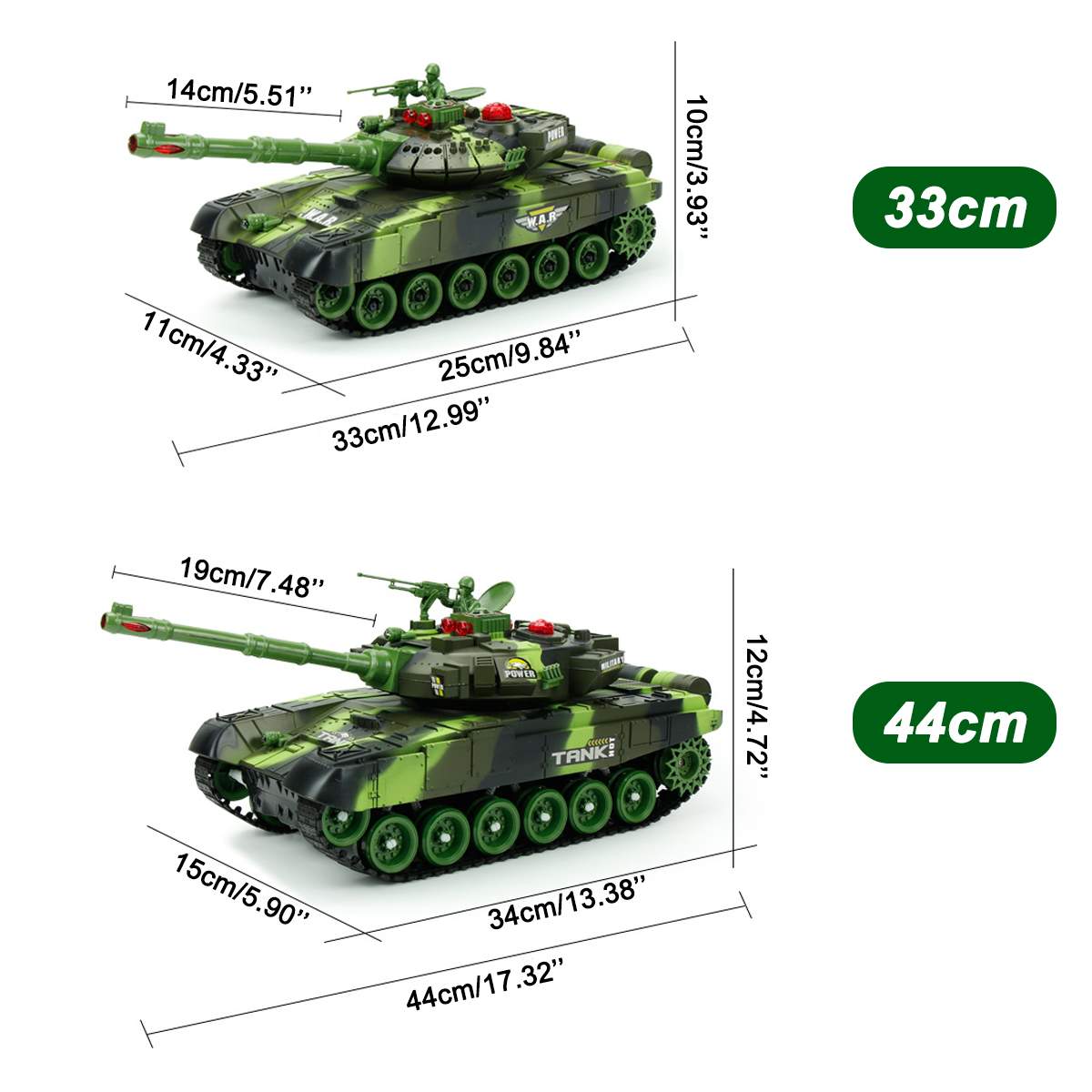 54/44/33CM Super RC Tank RC Trucks Charger Battle Launch Remote Control VehicleToys for Kids