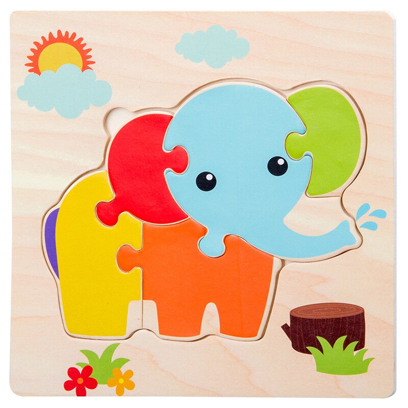 Wooden Toys 3D Puzzle Jigsaw Board Montessori Toys for Children Kids Baby Early Educational