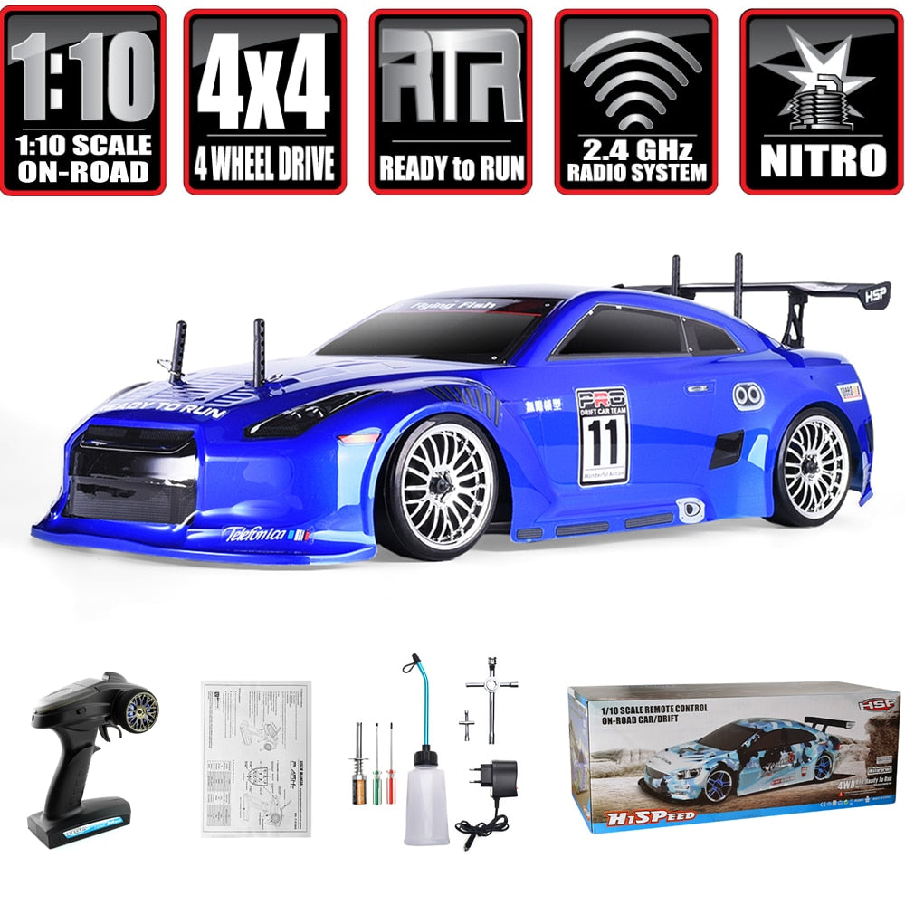 HSP On Road Racing Drift RC Car 1:10 Scale 4wd Two Speed  Nitro Gas Power Remote