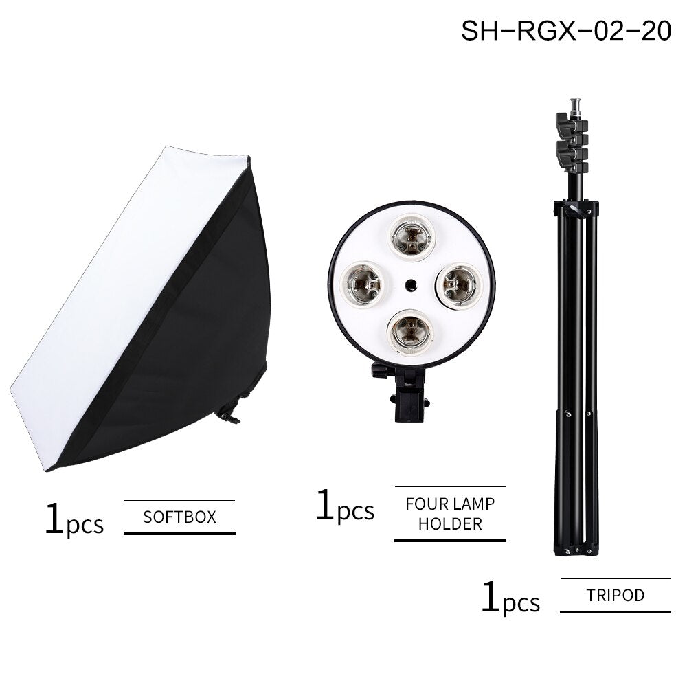 SH Photography Softbox 50x70 Lightbox Lighting Kit 5500K Lamp Continuous Light System With 2M Tripod