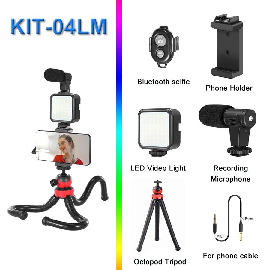 MAMEN Smartphone Vlogging Kit Video Recording Equipment with Tripod Fill Light