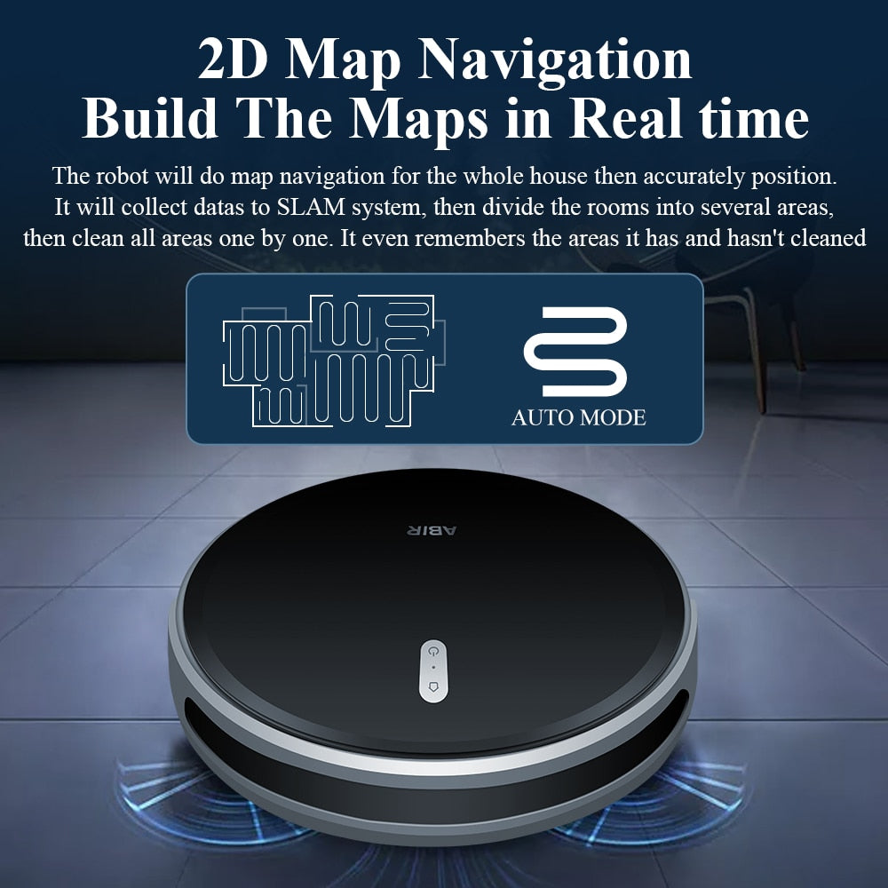 ABIR G20S Robot Vacuum Cleaner,Map Memory,6000Pa Suction,Remote Upgrade, Electric Wet Mop,WIFI APP