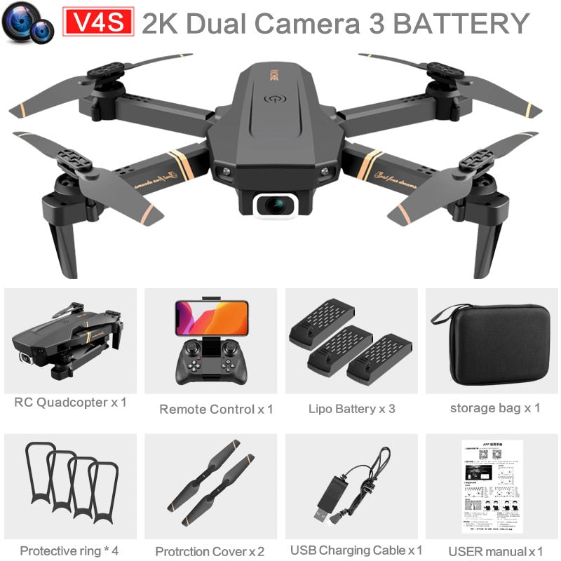 4k HD Wide Angle Camera 1080P WiFi fpv Drone Dual Camera Quadcopter