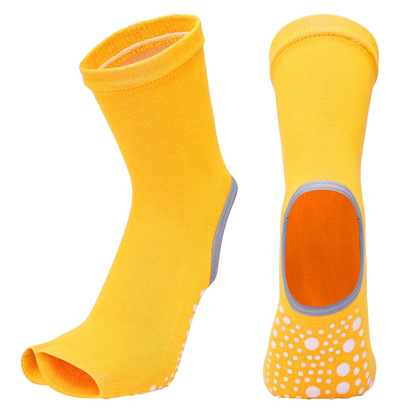 Hot Two Toe Yoga Socks Silicone Non Slip Quick-Dry Pilates Sock Foot Heel Cotton