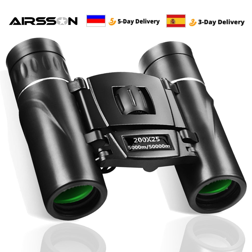 200X25 100X22 HD Powerful Binoculars Long Range Folding Mini Telescope Low Light Night Vision